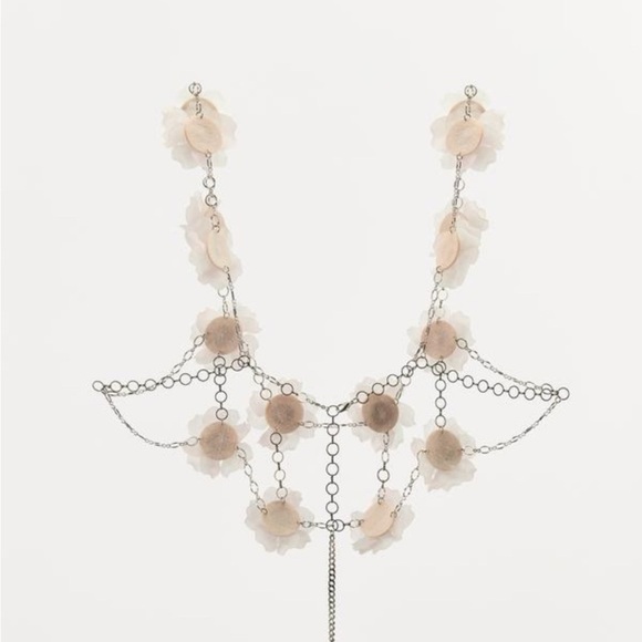 🔥🔥Zara Beaded floral Metal top - Picture 2 of 4
